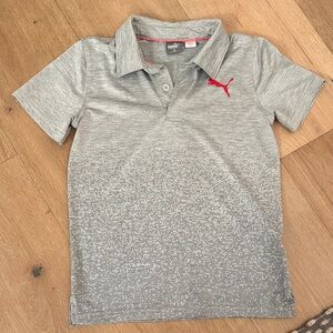 Puma Kids Polo Shirt in Gray with Red Logo
